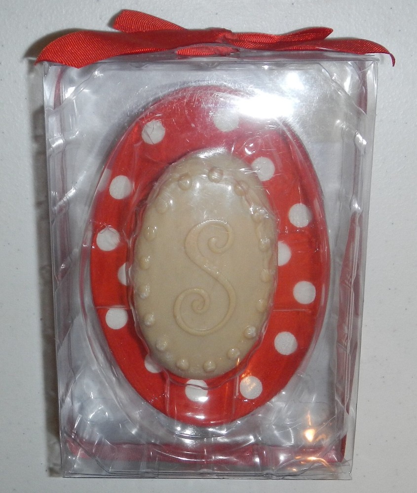 Decorative Bar Hand Soap Monogram Initial Letter "S" with Soap Dish