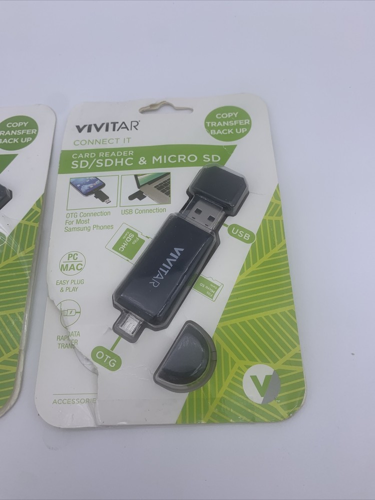 2x Vivitar SD/SDHC And Micro SD Card Reader Copy Transfer Backup