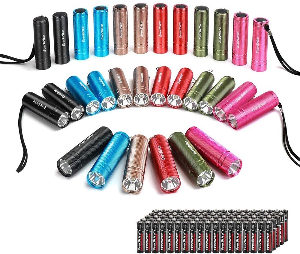 EverBrite 30 Pack Mini Flashlight Set LED Handheld Torches with 90 Batteries