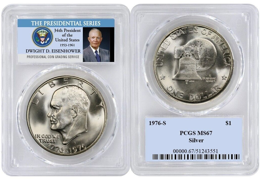 1976 S Silver Ike Eisenhower Dollar $1 PCGS MS67
