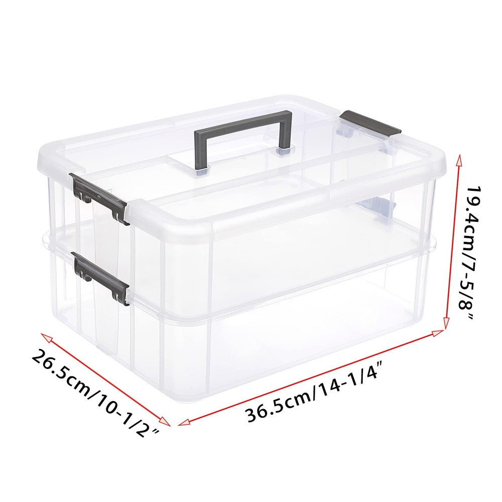 2 Layer Stack & Carry Box Plastic Multipurpose Portable Storage Container Box Ha