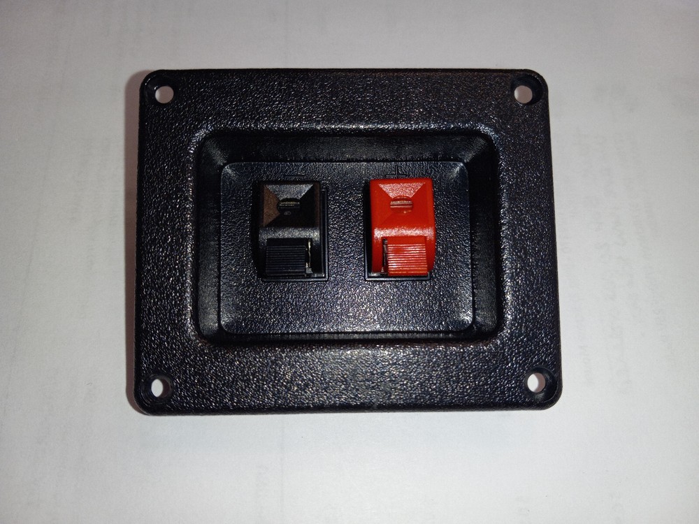 Recessed Push-Terminal Speaker Wire Connector Panel With Red & Black Terminals