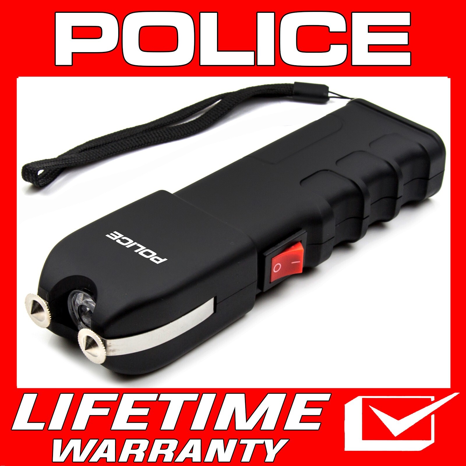 POLICE Stun Gun 928-700 BV Heavy Duty Rechargeable LED Flashlight Black