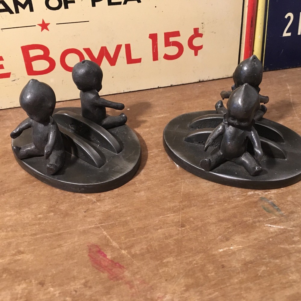 2 Vintage Rose O’Neill Kewpie Note Card Place Card Holders Gem Silver Co