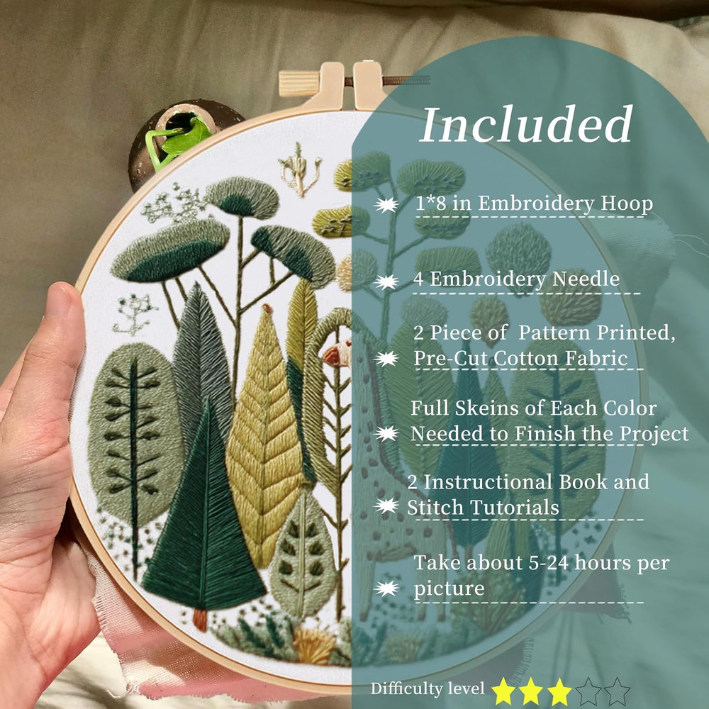 Giraffe Pre-Stamped Embroidery Pattern for Beginners, Boho Needlepoint Kits for