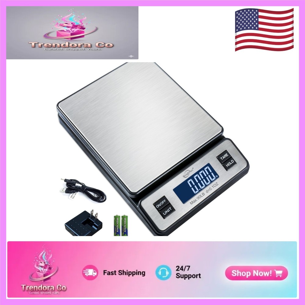 Durable 90 lb Digital Shipping Scale with LCD Display and Tare Functionality