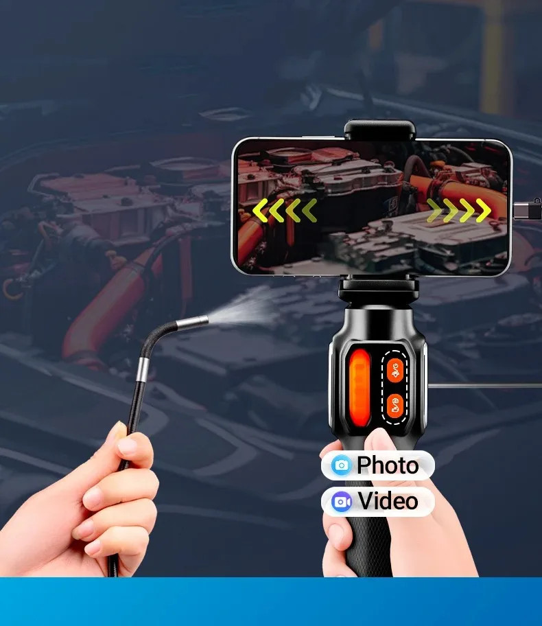 360° Rotation Endoscope Camera 1.5m HD Borescope IP67 for Car, iOS & Android