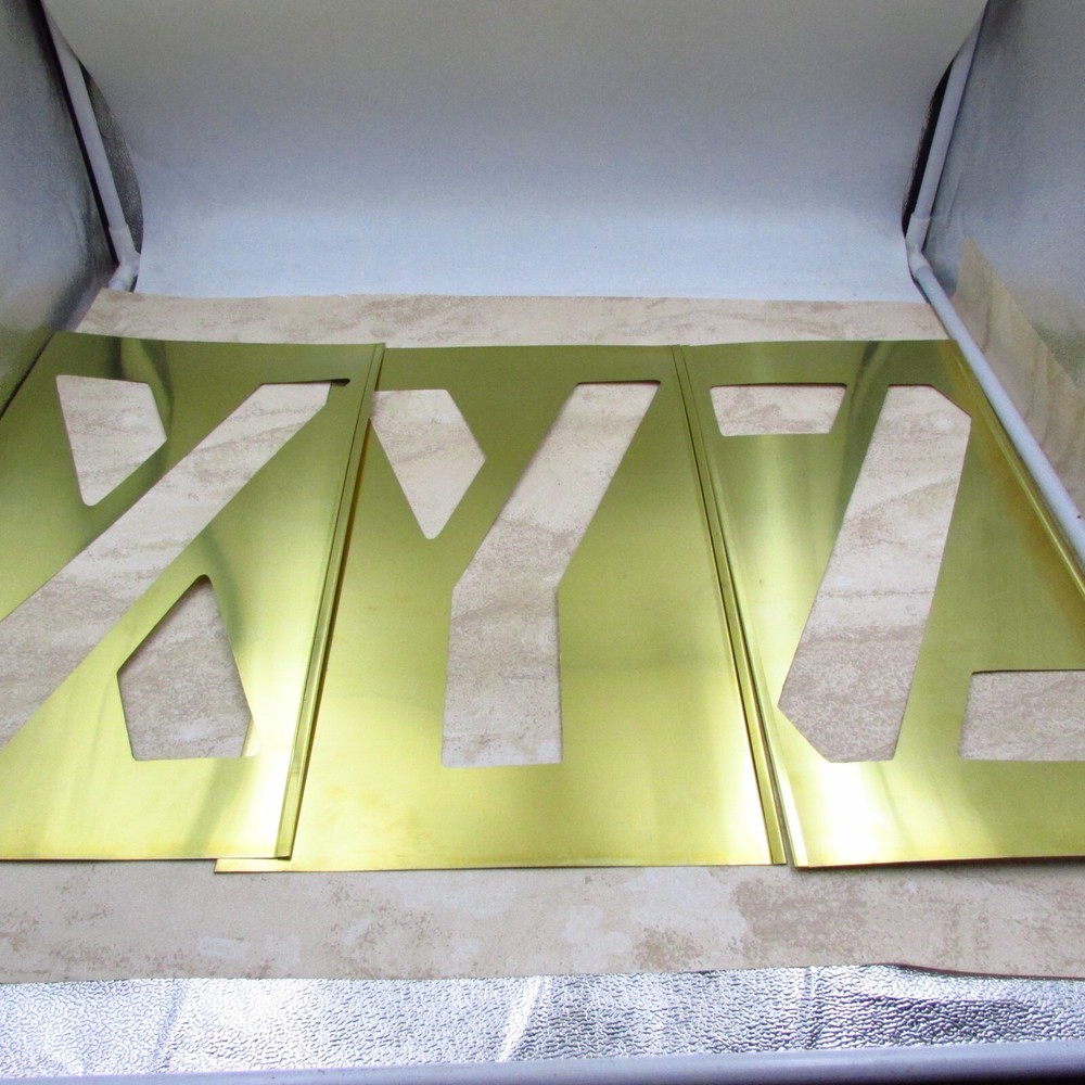 C.H. Hanson 12" Brass Interlocking Stencil Gothic Style Letters, 33 Piece Set