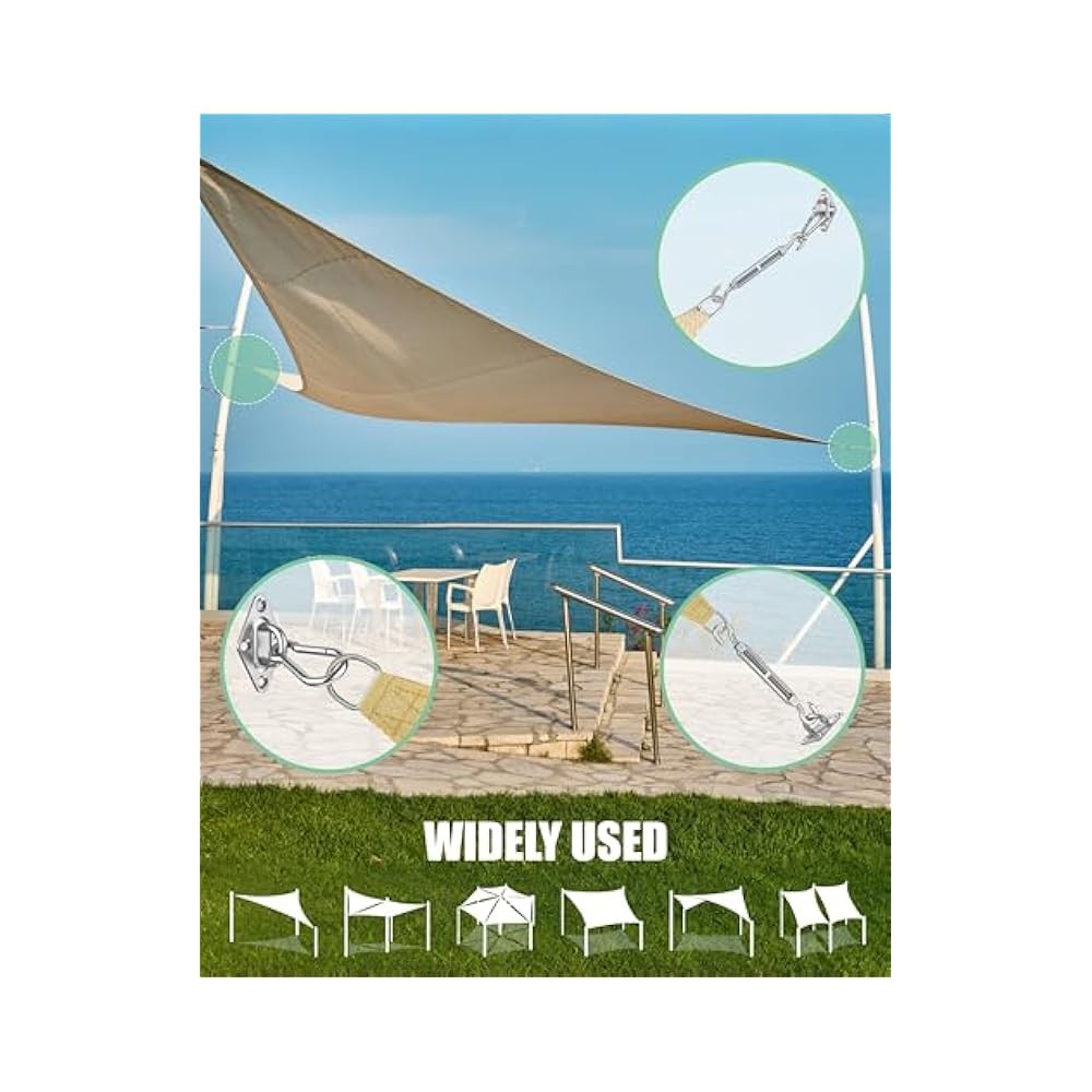 Outdoor Canopy Shade Kit, Includes Turnbuckles, Hooks & Mounting Hardware