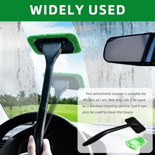 Car Windshield Cleaning Tool, Microfiber Auto Window Cleaner Set with 2