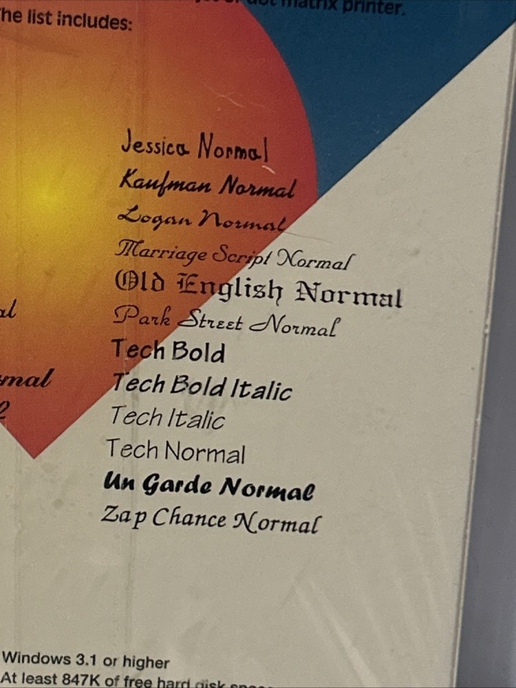 Fonts Scripts For Microsoft Windows 3.1 Vtg PC Software High Density 3.5” /170j