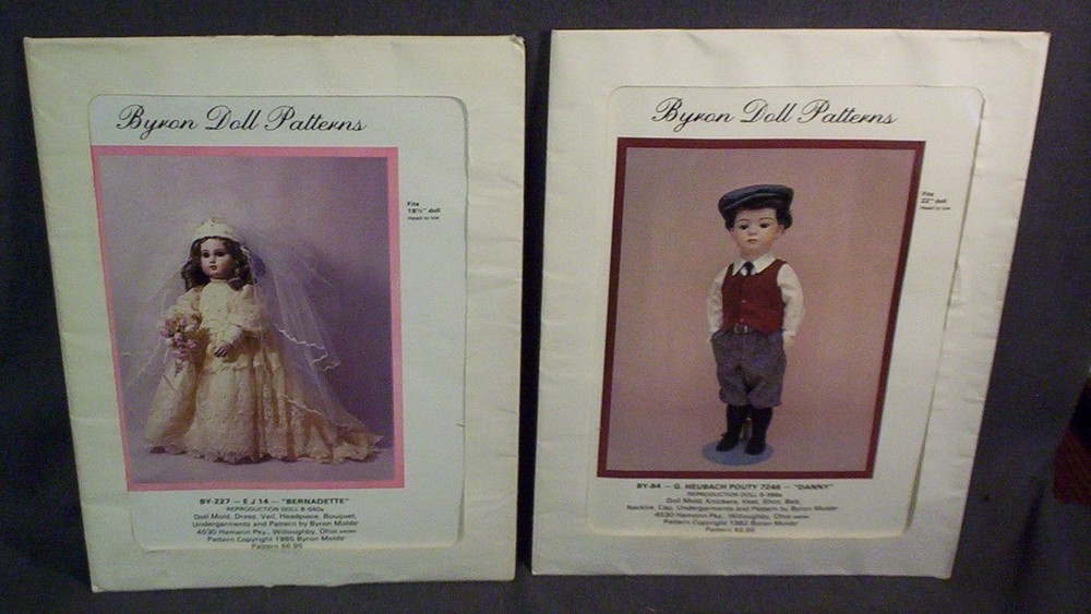 10 DIFFERENT VINTAGE BYRON DOLL PATTERNS - ALL COMPLETE - 1 UNCUT