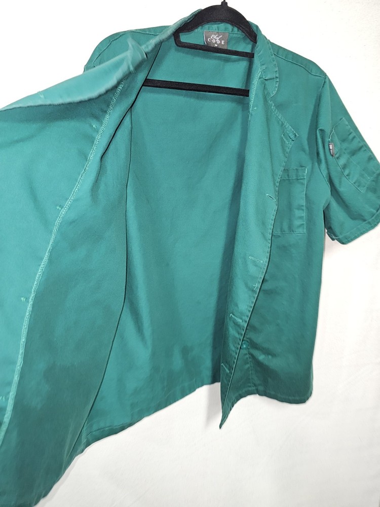 Chef Code Short Sleeve Classic Chef Coat with Buttons, Chef Jacket Green Medium