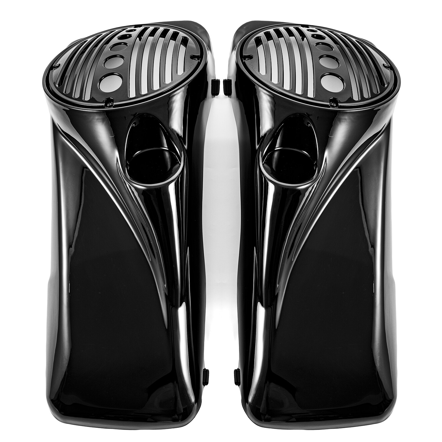 Vivid Black 8" Speaker Lids w/ Tweeter port For Harley 1994-13 Touring FLTR FLHT