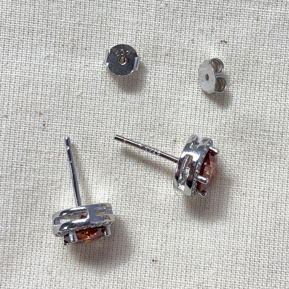 925 Sterling Silver 1CT Garnet Ruby Red Moissanite Round Stud Earrings 2CT TW