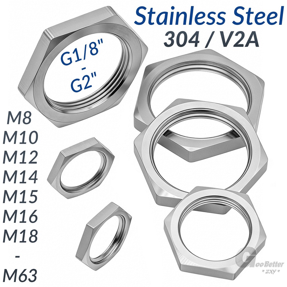 Fine Thread Pitch Half Nuts Hexagon Thin Lock Nut Metric/Imperial A2 Stainless