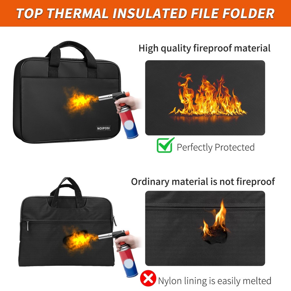 Fireproof Document Bag with Lock, Waterproof and Fireproof Bag with 13 Pocket...