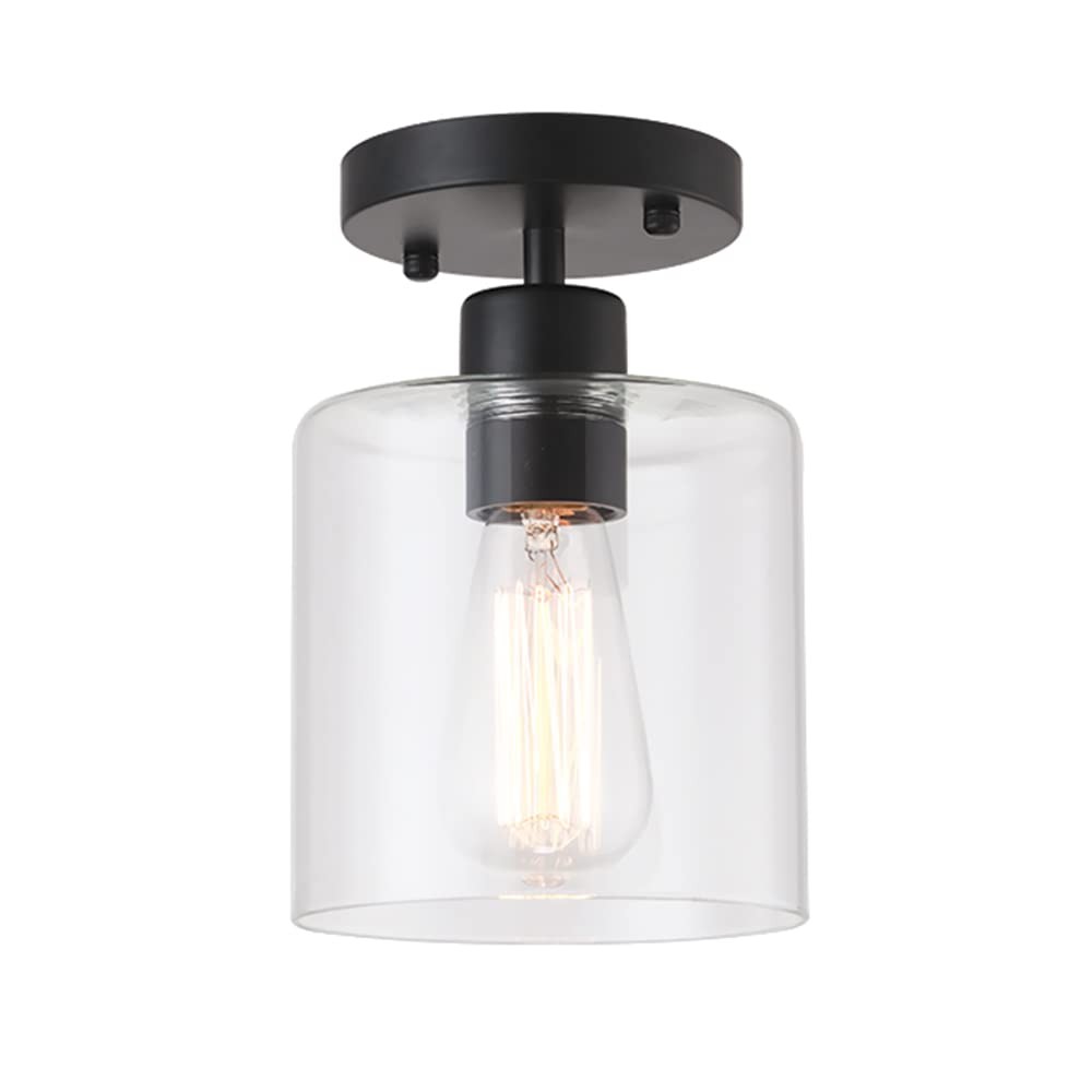 Black Modern Semi Flush Mount Ceiling Light,Rustic Ceiling Light Fixture for ...