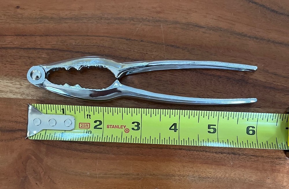 Metal Nutcracker / Seafood Cracker • 6" Silver‑Tone • Serrated Grip • EUC