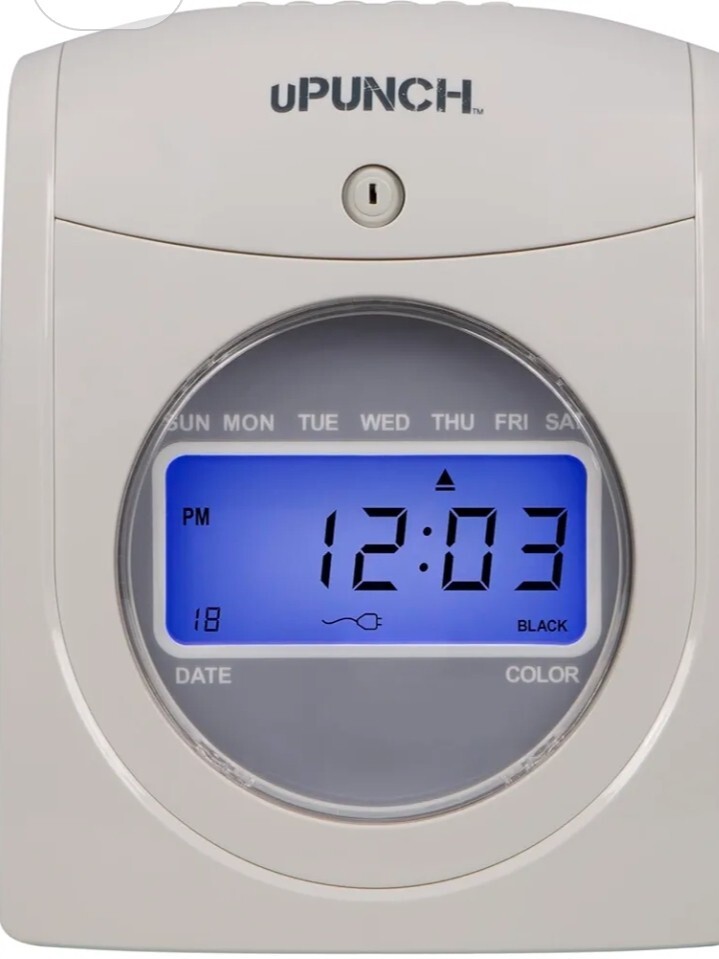uPunch Hn2500 Electronic Calculating Time Clock Bundle, LCD Display, Beige/Gray