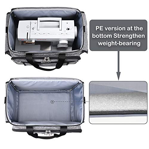 Sewing Machine Case - Carrying Bag with Removable Padding, Tote for Gray