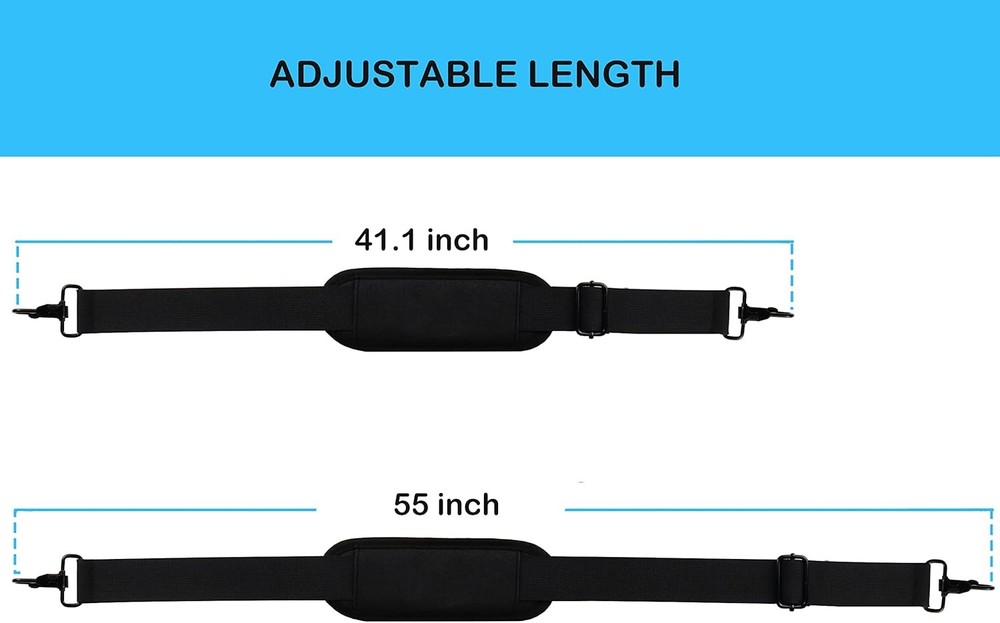 Universal Replacement Laptop Shoulder Strap, Durable 55" Adjustable Black