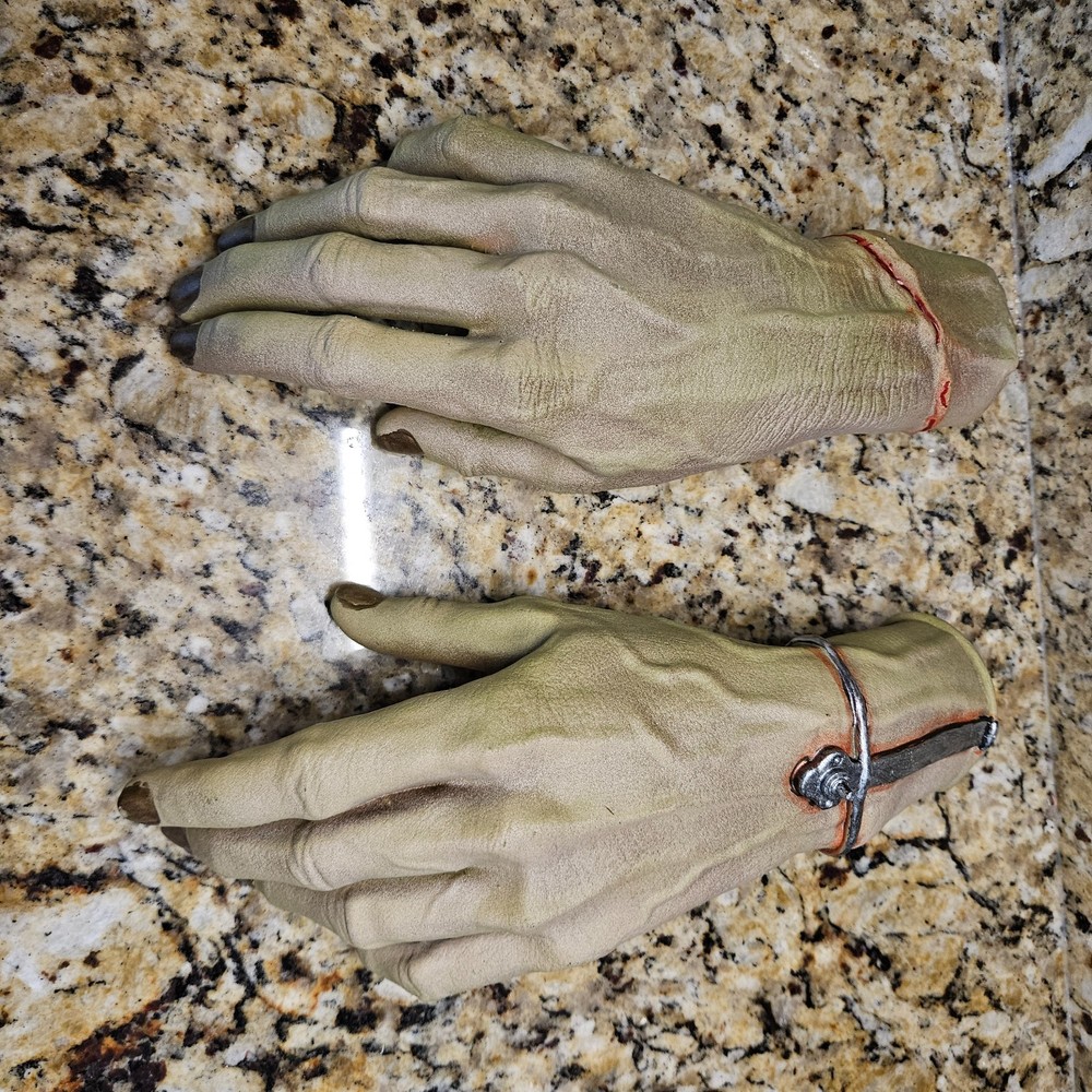 Pair Frankenstein Monster resin hands lifesized