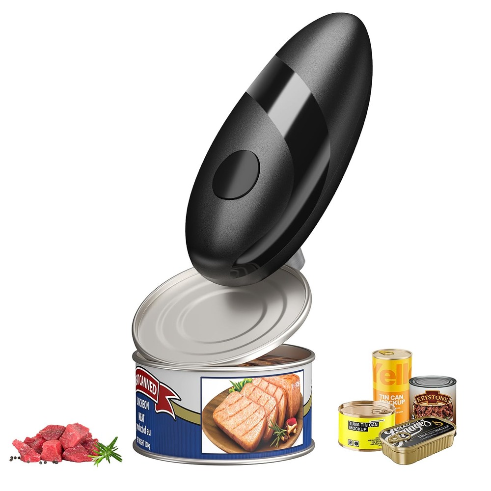 electriccan opener, automatic can opener, one-button operation, with smooth e...