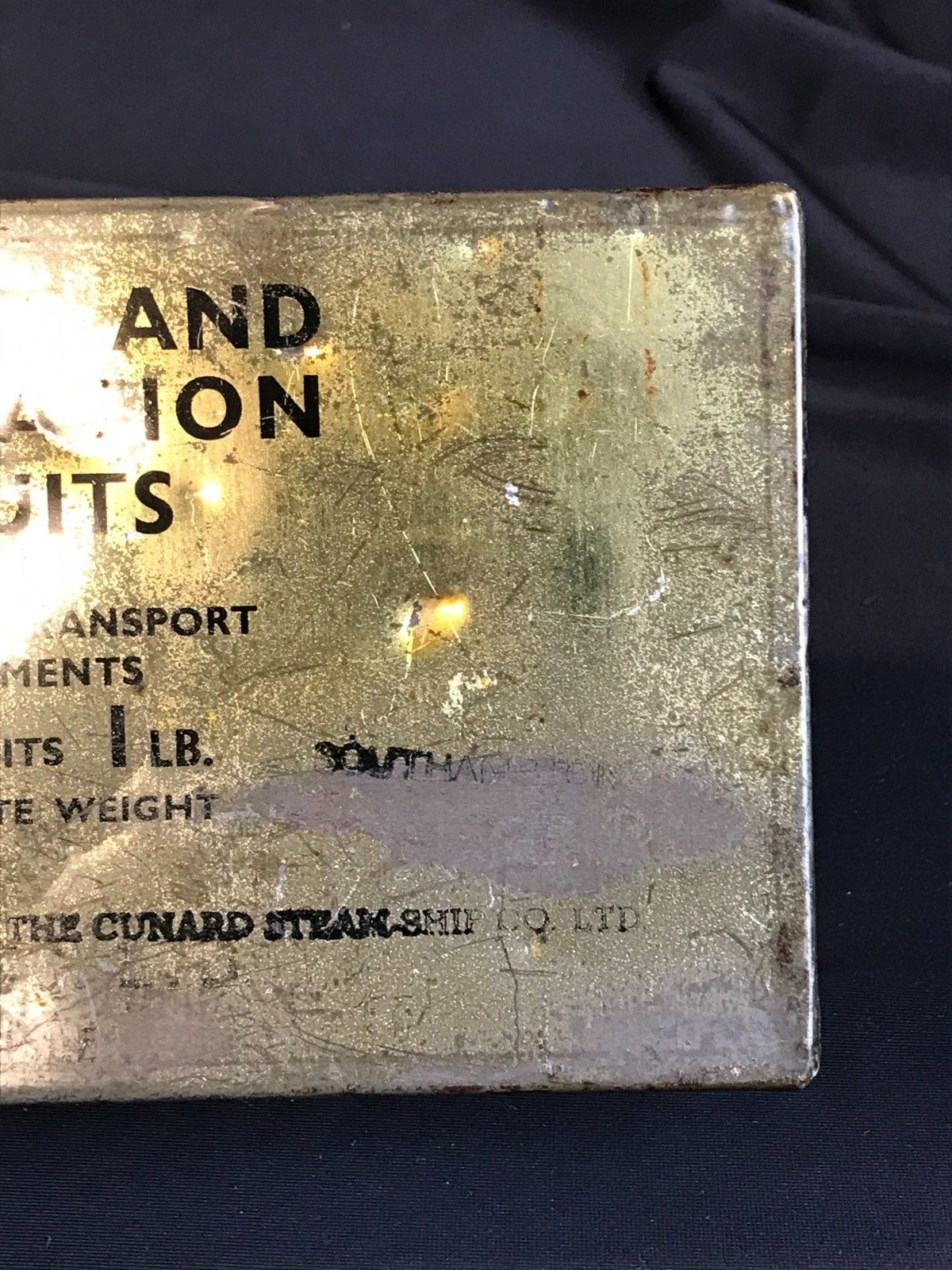 Vintage QUEEN MARY LIFEBOAT & RAFT RATION BISCUITS Sealed Tin