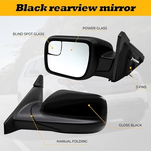 Side Mirror Assembly Compatible with 2011-2019 Explorer w/Manual Folding Left