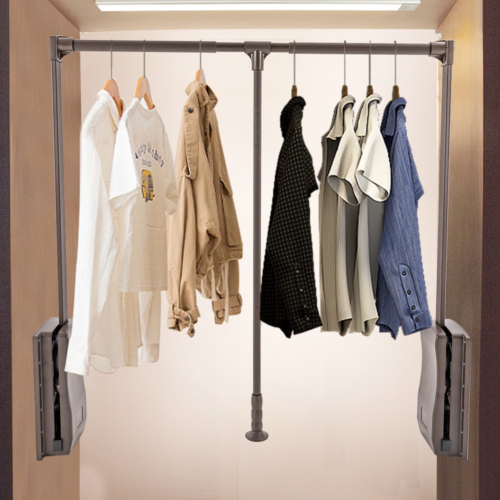 35-47" Adjustable Closet Rod Closet-mounted Simple Pull Down Clothes Hanger