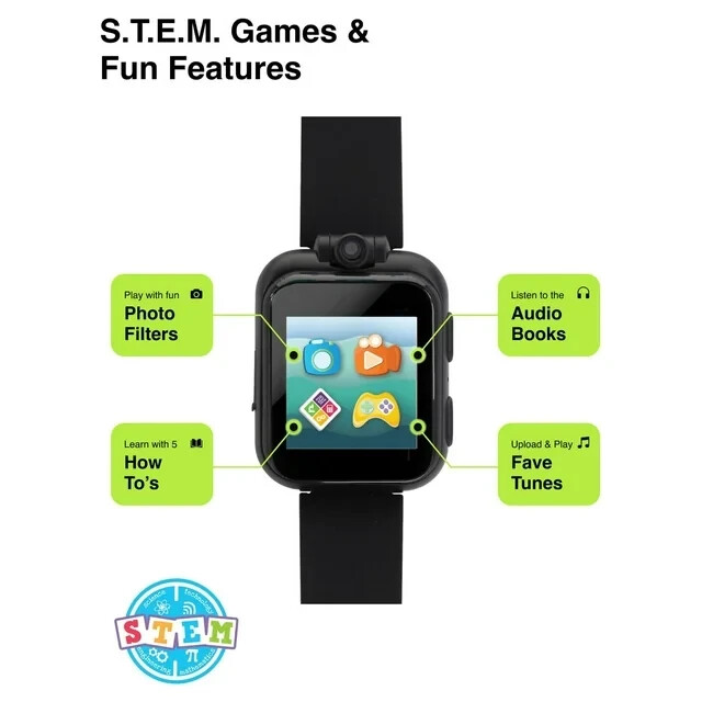 NIB iTech Junior Boys Earbuds & Smartwatch Set - Black