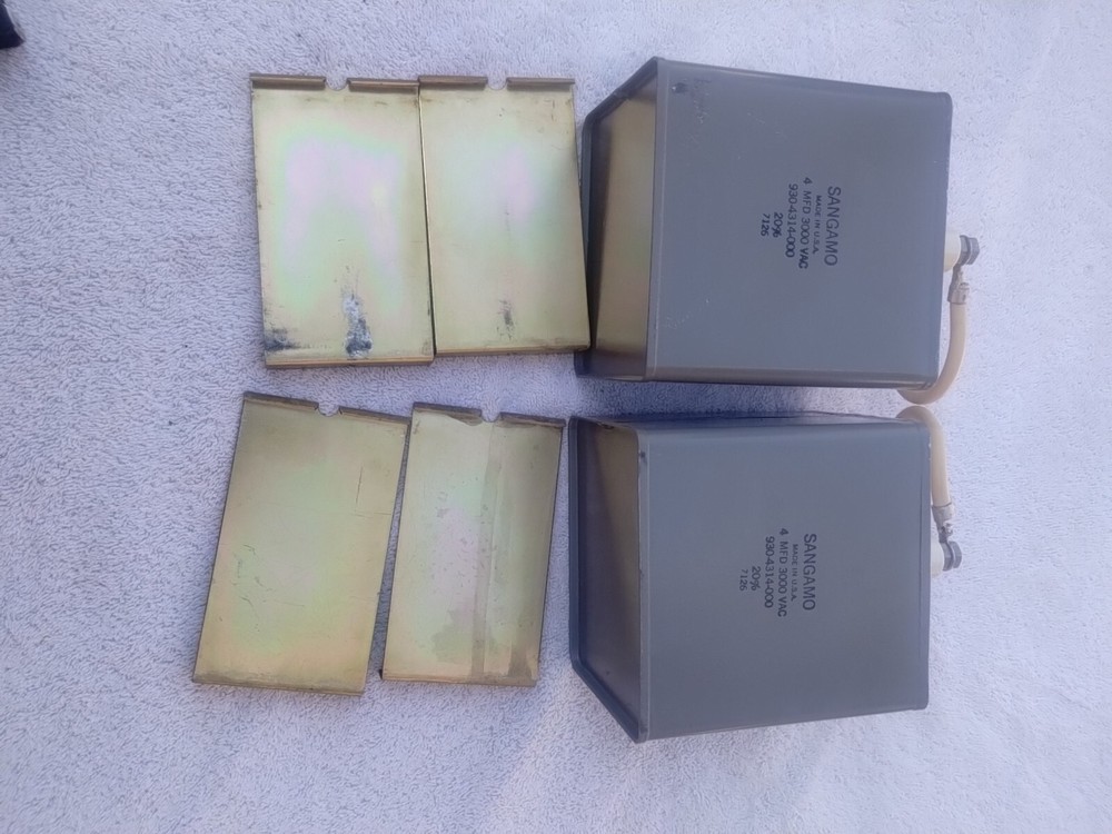 (2) RARE Collins Capacitor 4MFD 3000VAC 930-4314-000 W/Brackets Working Pull