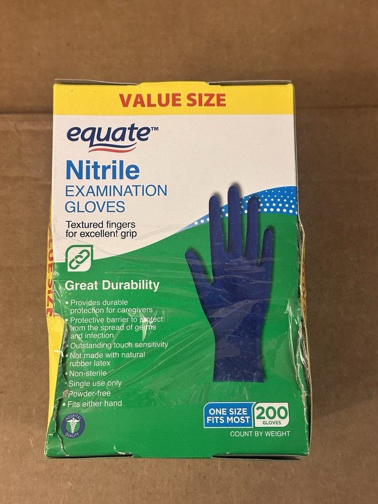 Equate Nitrile Examination Gloves 200 Count One Size Fits Most
