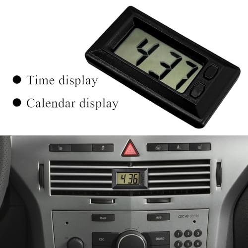 Car Dashboard Digital Clock, Mini Electronic Clock Battery Operated with Black