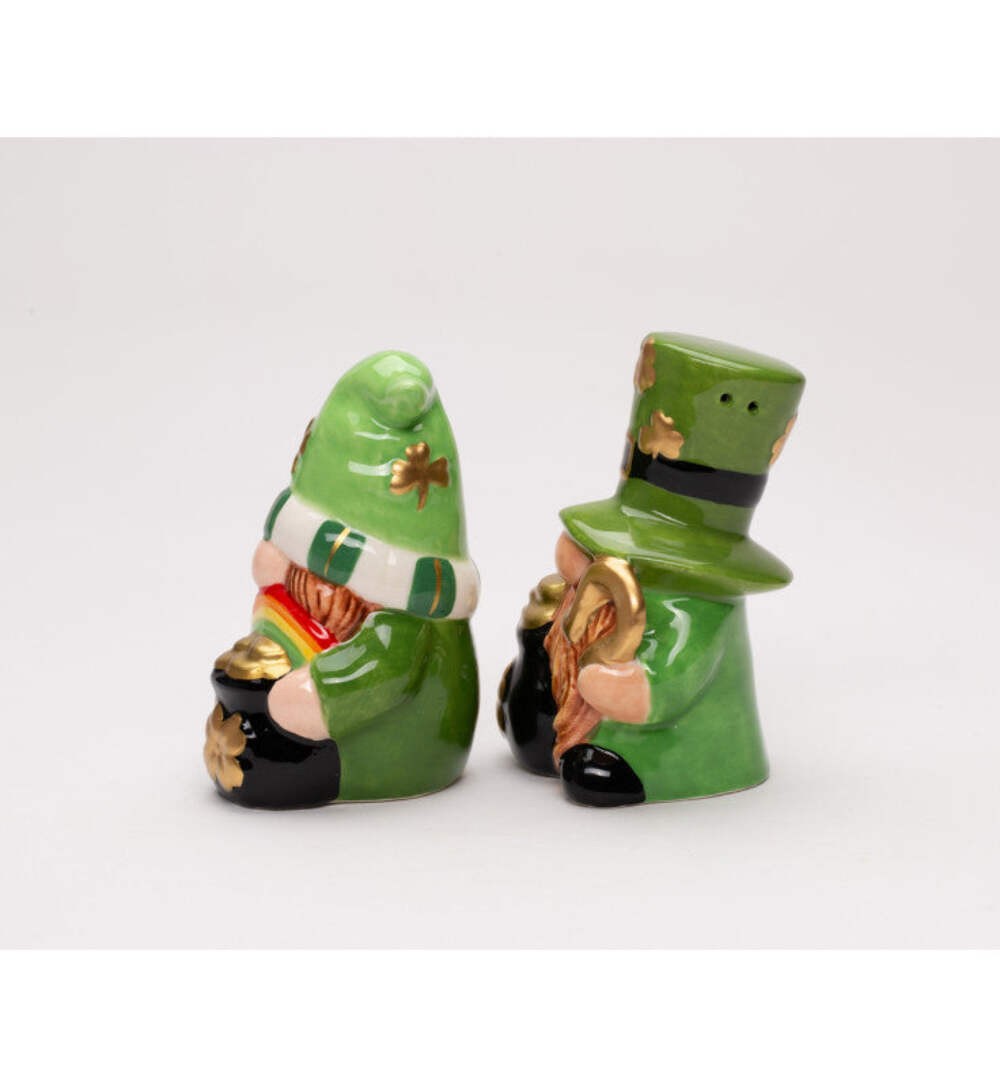 Ceramic Saint Patrick's Day Gnome Salt and Pepper Shakers, Gnome Collector Gift,