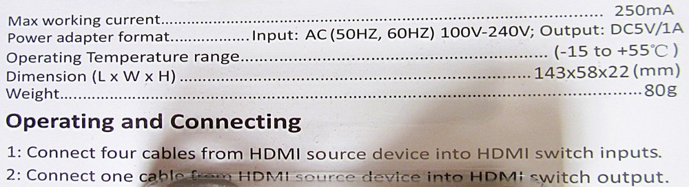 NEW~A-TECH HDMI SWITCH 4x1 w/REMOTE & CABLE