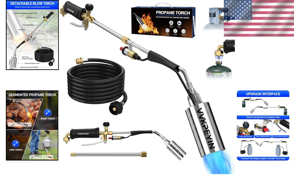 Multi-Purpose Heavy-Duty Propane Torch with Self Igniter for Weeding & Melting