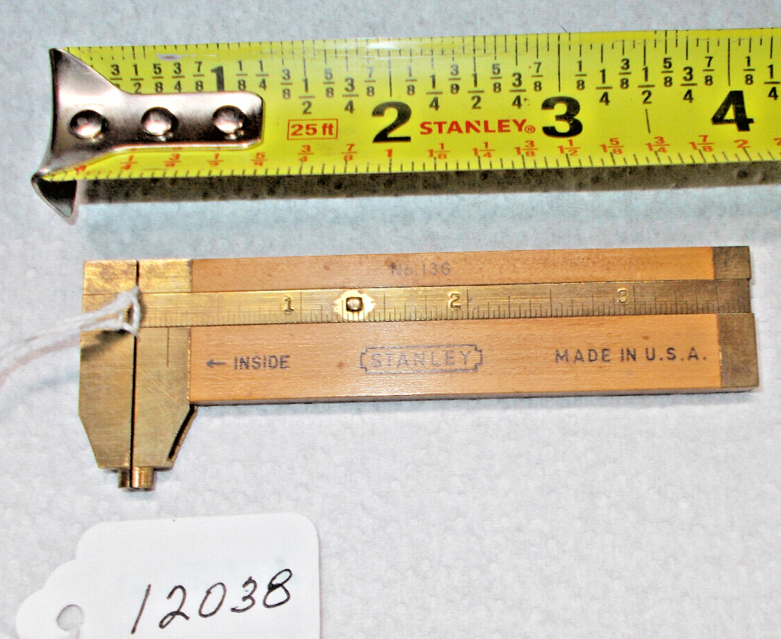 STANLEY No. 136, Nice Vintage 0 - 3" Inside and Outside Pocket Caliper, USA