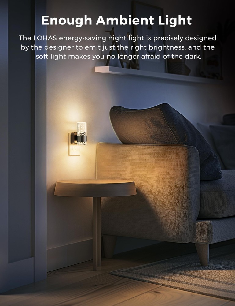 Night Light,Dimmable Night Lights Plug into Wall, 2 Pack Acrylic Nightlights ...