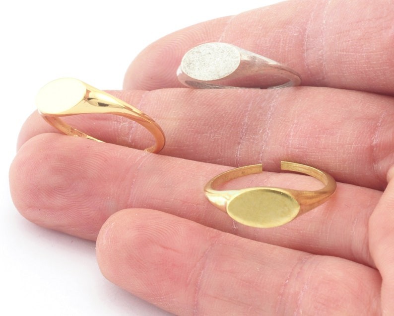 3 pcs Minimalist Ring Adjustable ring base blank settings tag ring rawbrass 2895