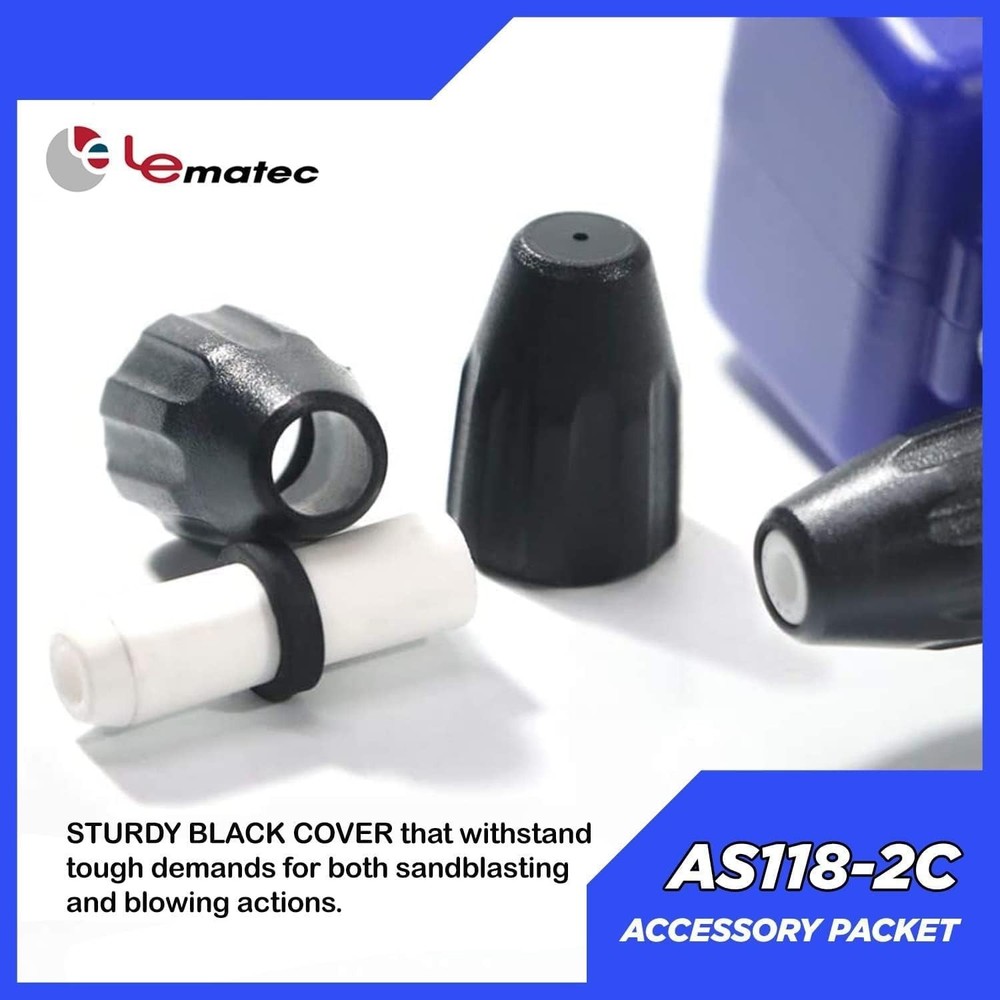 Sandblaster Accessory Kit Ceramic Nozzle Tips Dust Covers for AS118-2C