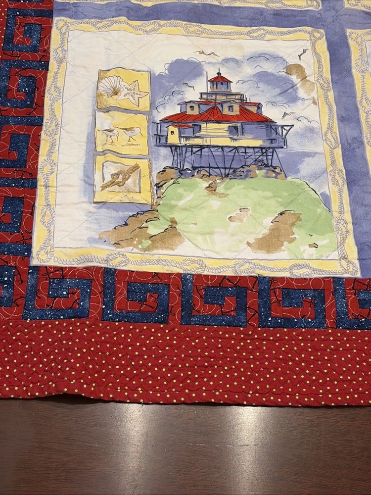 Double Sides Lighthouse Quilted Wall Hanging Completed