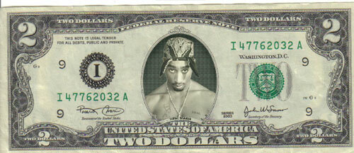 Tupac Shakur $2 Dollar Bill Mint! Rare! $1 2pac
