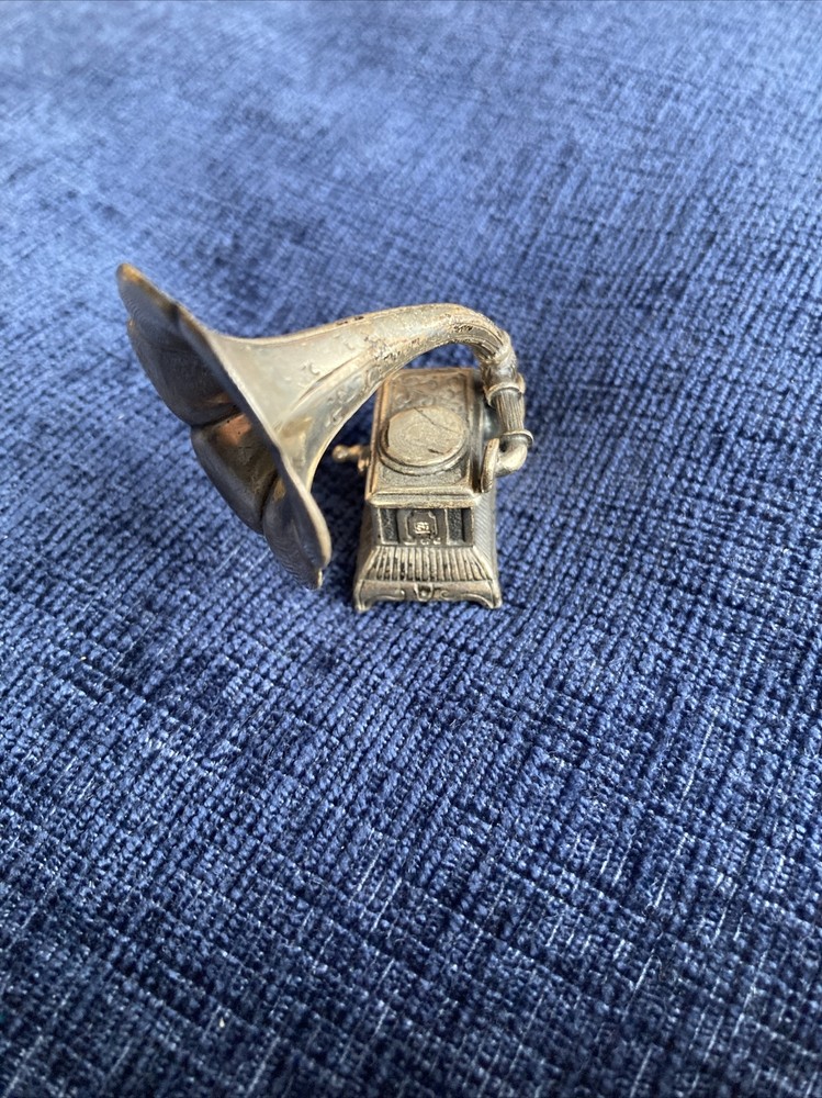 sterling silver miniature gramophone