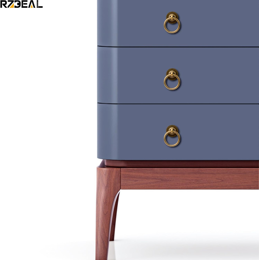 4 Pack Solid Antique Brass Cabinet Pulls Ring Drawer Pulls, Antique Style Kitche