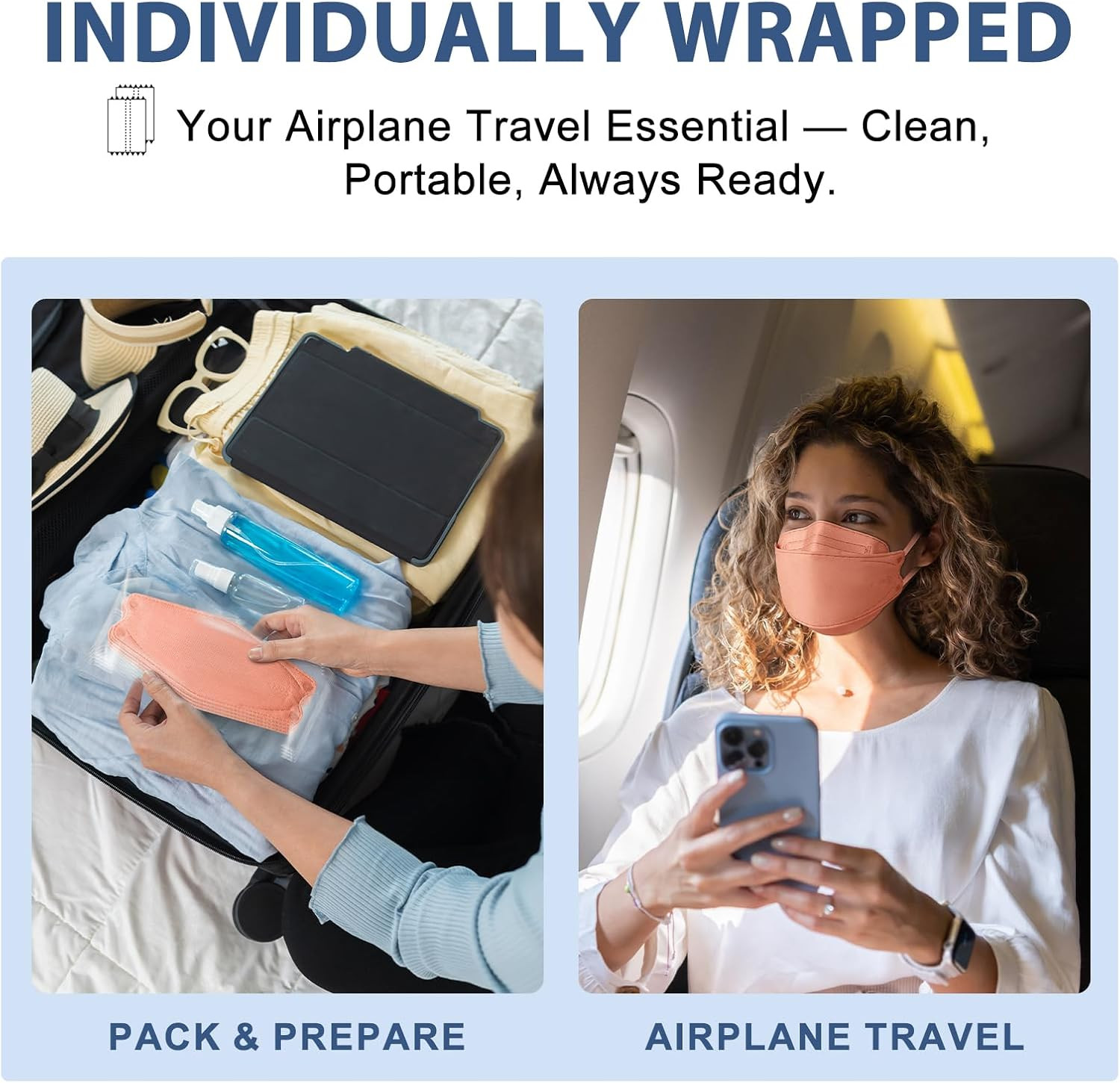 KN95 Face Masks Disposable Adults - 50 Pack 5 Layer Protection Dust Breathable C