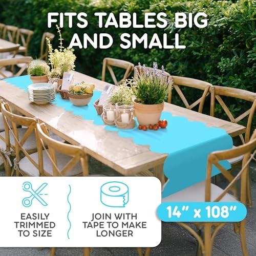 Plastic Disposable Table Runner. 5 Pack 14 x Scallop Runner 5 Pack Turquoise