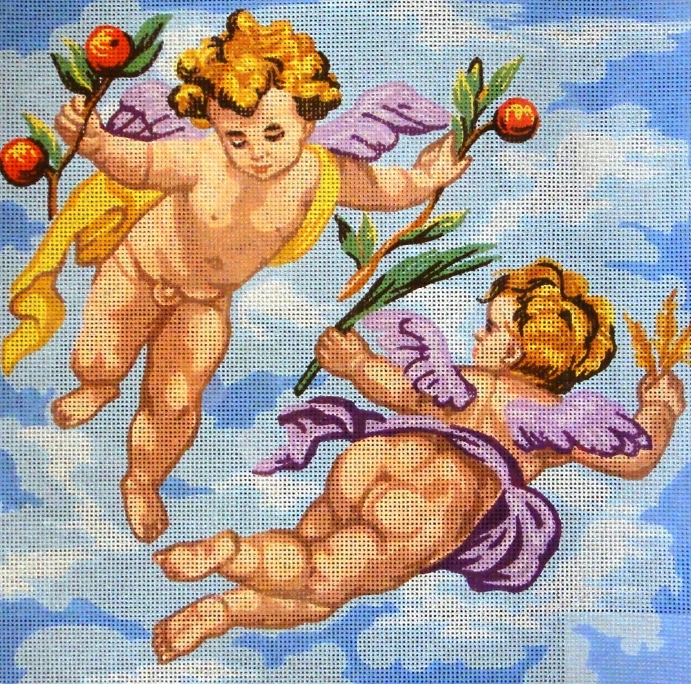 "Angels"  Printed Canvas or Threads Kit for Needlepoint GobelinL 46373