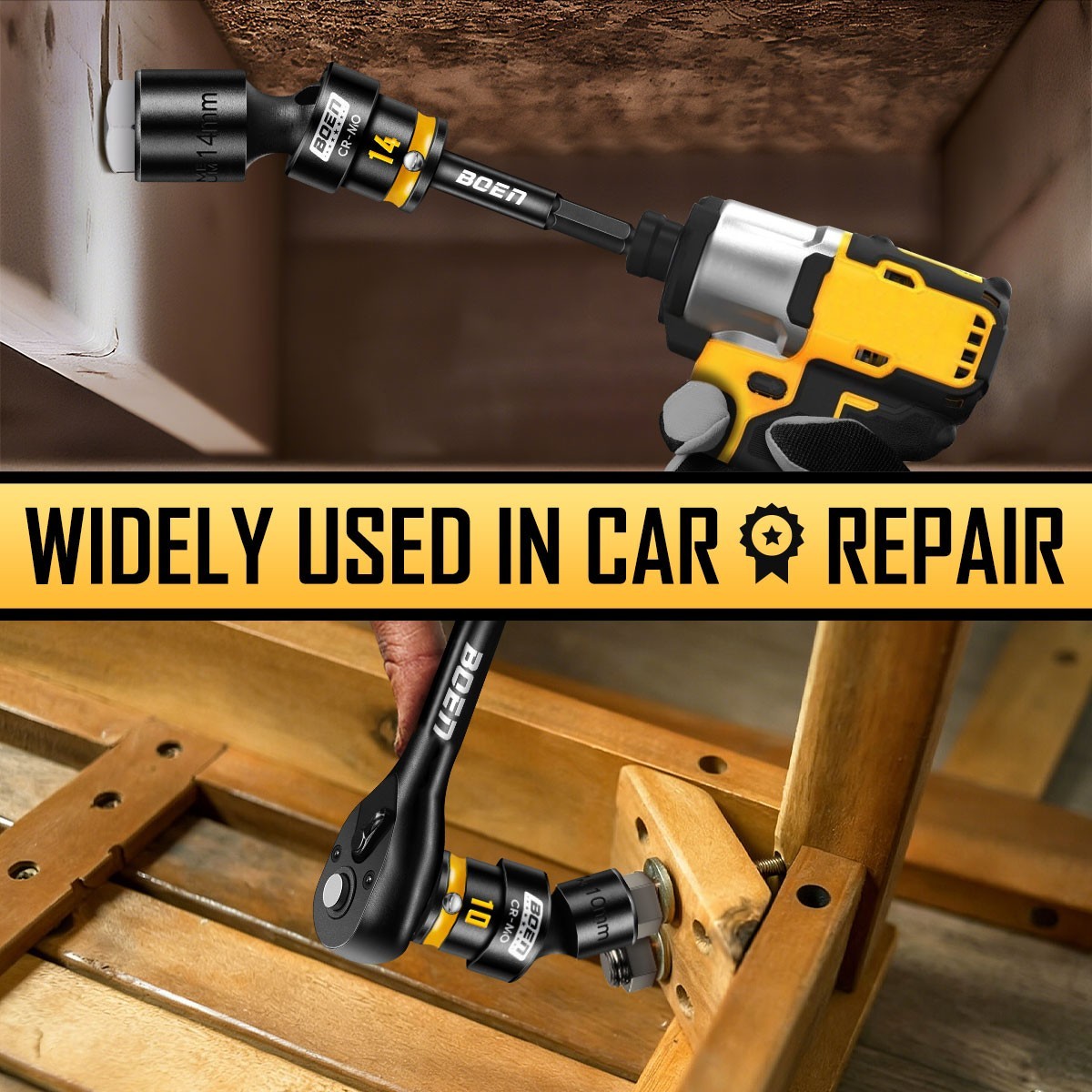 12-Piece 1/4” Drive Impact Swivel Socket Set, Metric 5mm-15mm , CR-MO Steel